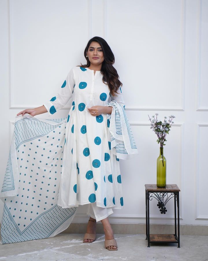 Turquoise Polka Dots Suit Set