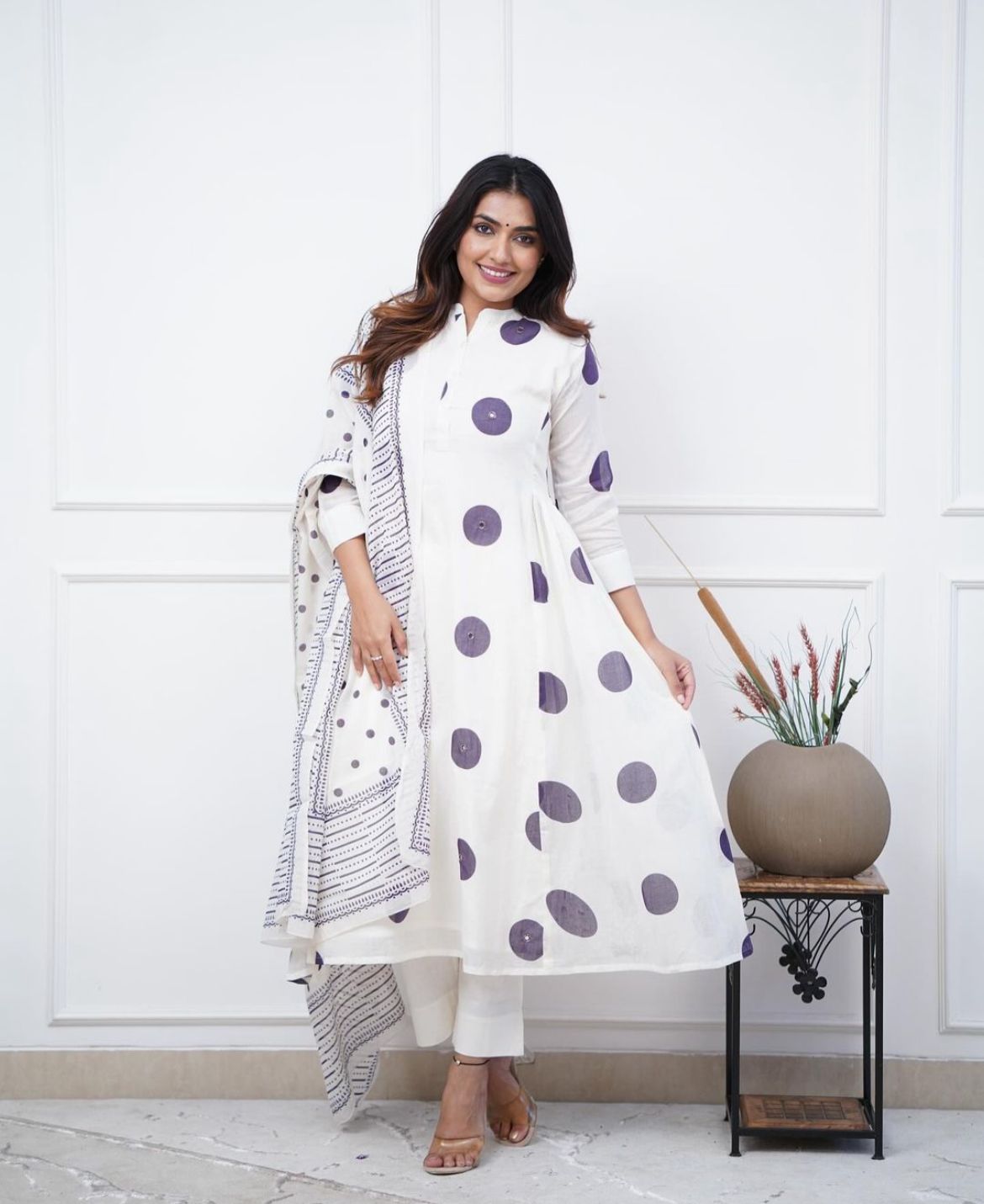 Purple Polka Dots Suit Set