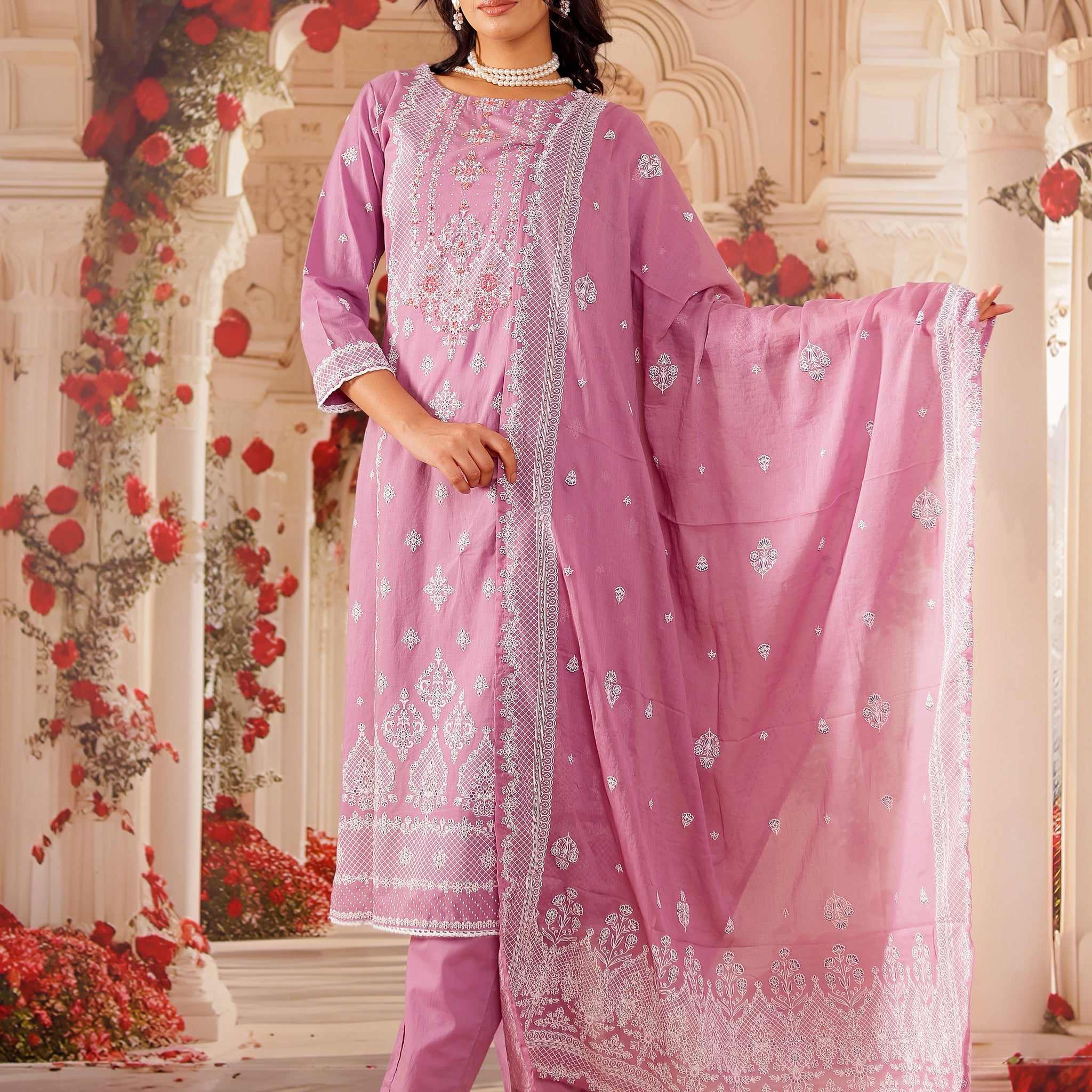 Pink Swirl-Straight Suit Set