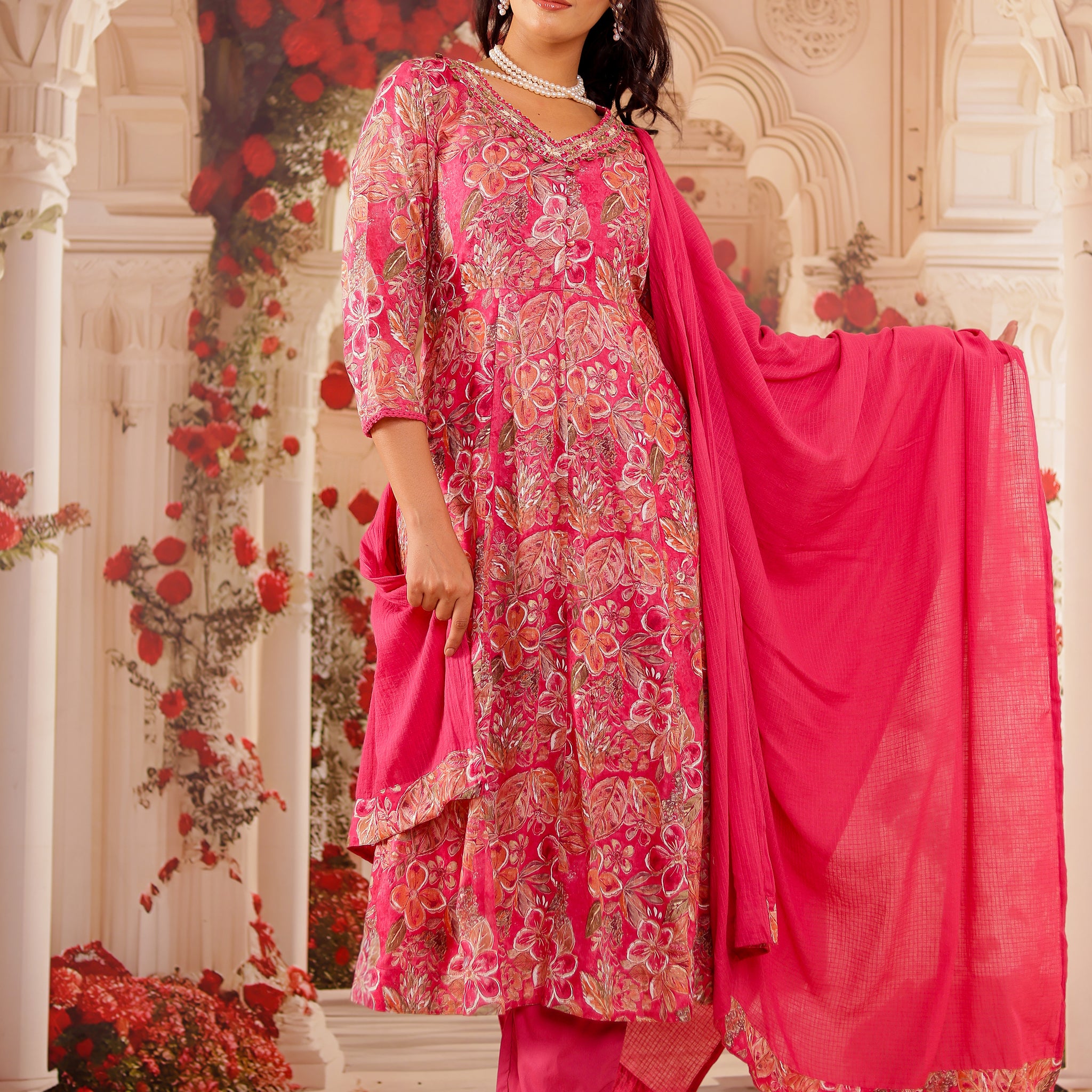 Pink Delight - Printed Suit Set